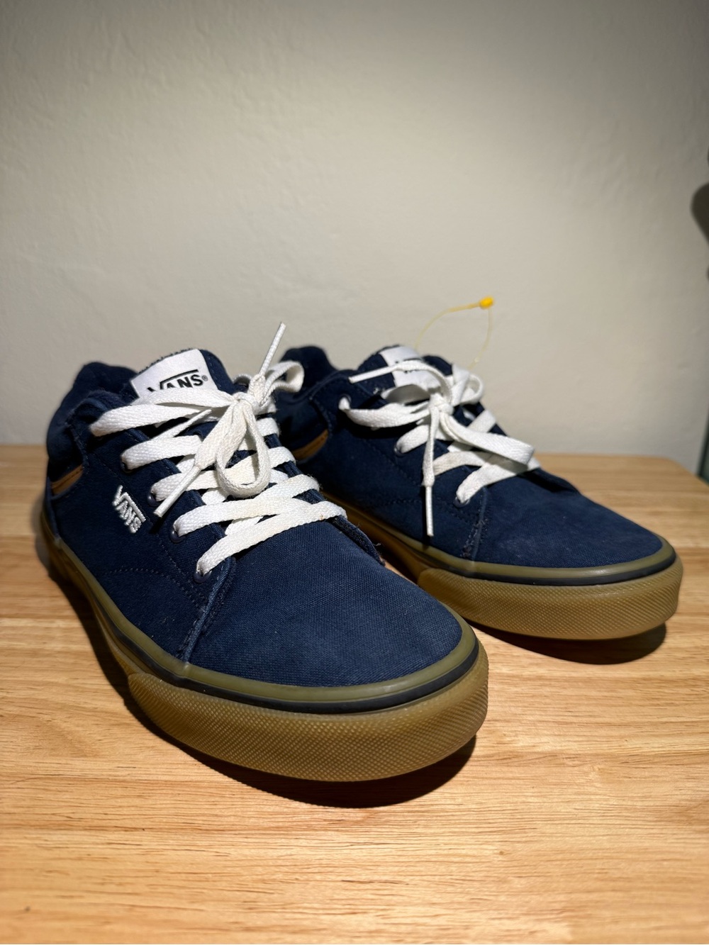 Vans Kids Navy Suede Skate Sneakers with White Laces